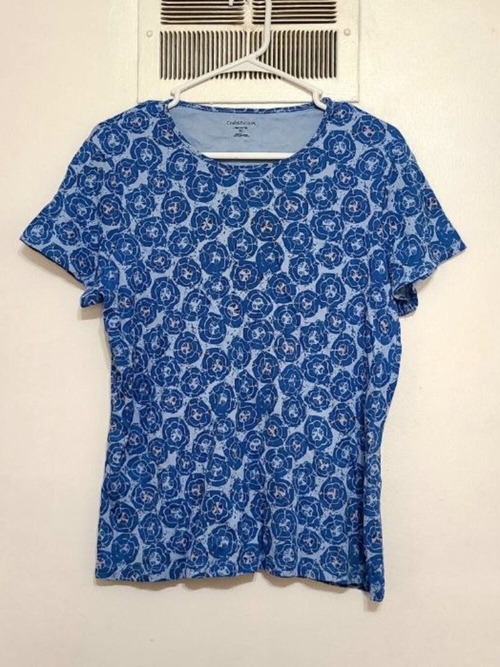 Blue Pima Cotton Floral Top